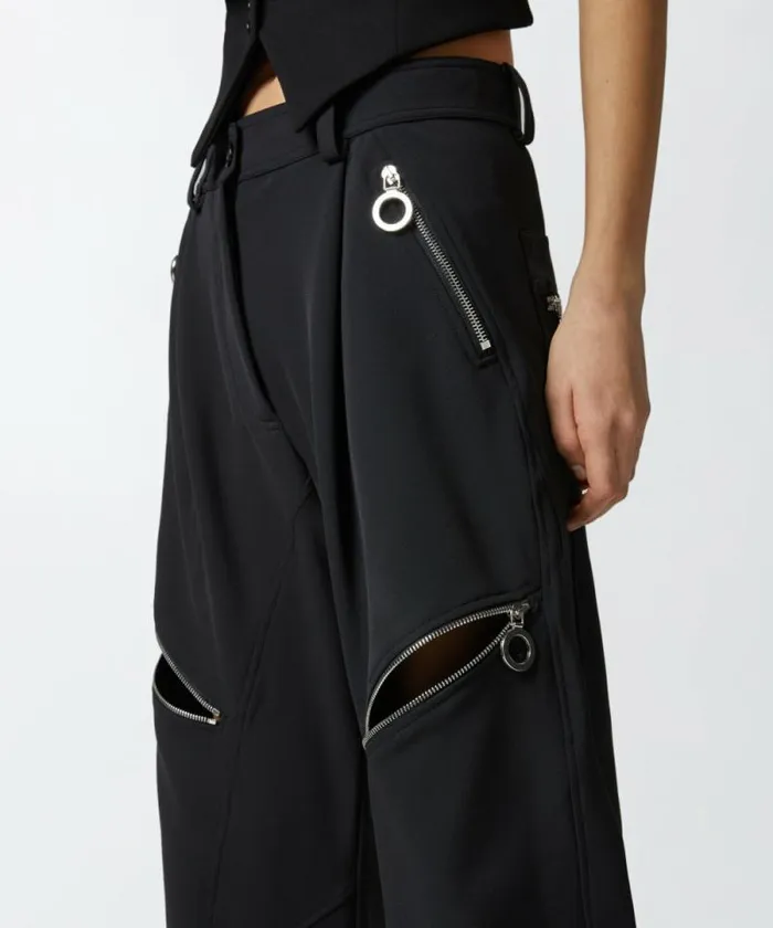 Women Trousers Pinko Technical Crepe PPants Trousers With Zip Limo Black Women Trousers Pinko Technical Crepe PPants Trousers With Zip Limo Black