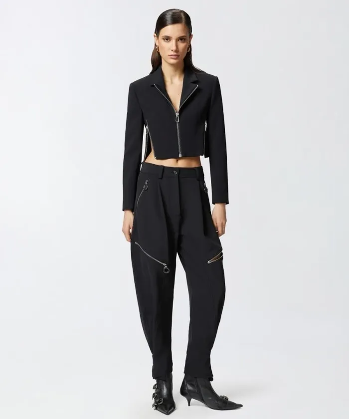 Women Trousers Pinko Technical Crepe PPants Trousers With Zip Limo Black Women Trousers Pinko Technical Crepe PPants Trousers With Zip Limo Black
