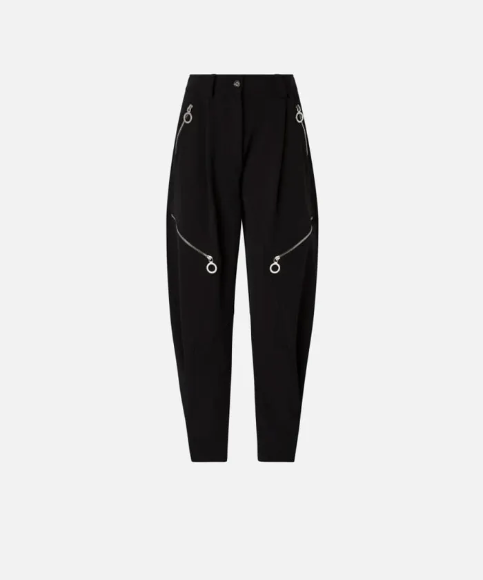 Women Trousers Pinko Technical Crepe PPants Trousers With Zip Limo Black Women Trousers Pinko Technical Crepe PPants Trousers With Zip Limo Black