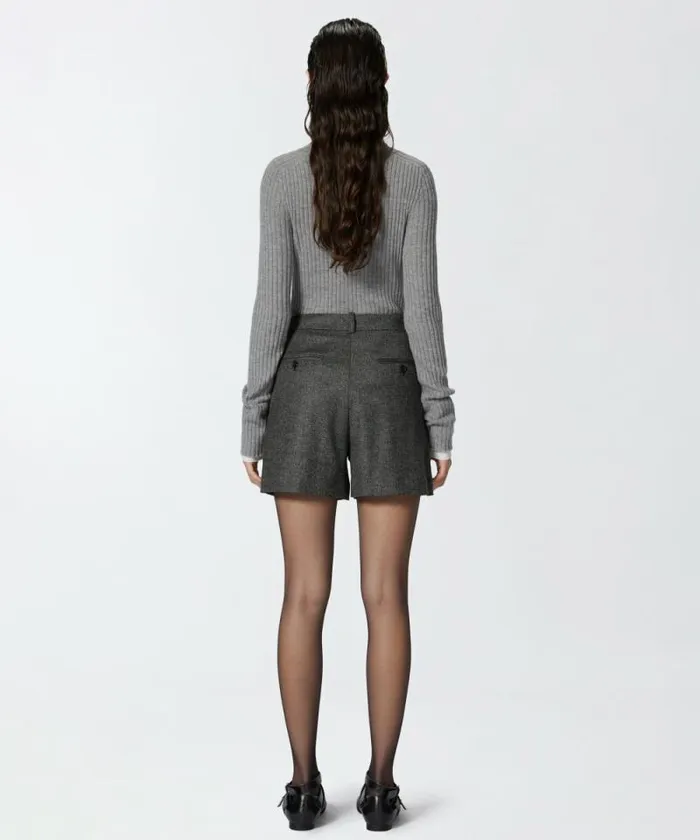 Women Trousers Pinko Textured Tailored Shorts Blackgrey