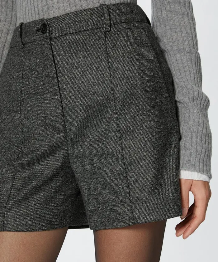 Women Trousers Pinko Textured Tailored Shorts Blackgrey