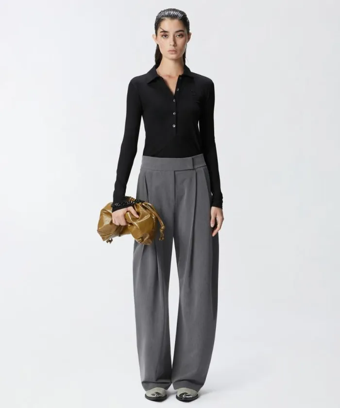 Women Trousers Pinko Wideleg Tailored Trousers With Darts Excalibur Grey