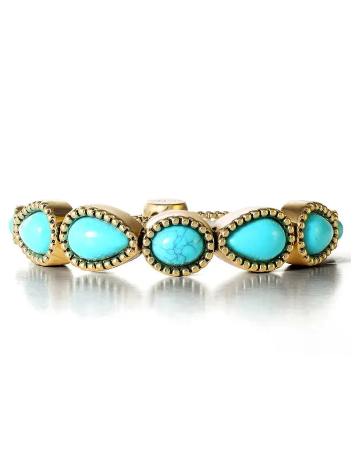 Women Turquoise Collection Jessica Simpson Turquoise Stone Slider Bracelet In Gold