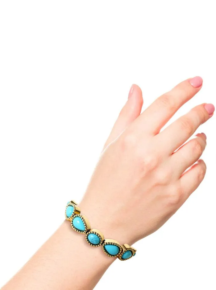 Women Turquoise Collection Jessica Simpson Turquoise Stone Slider Bracelet In Gold