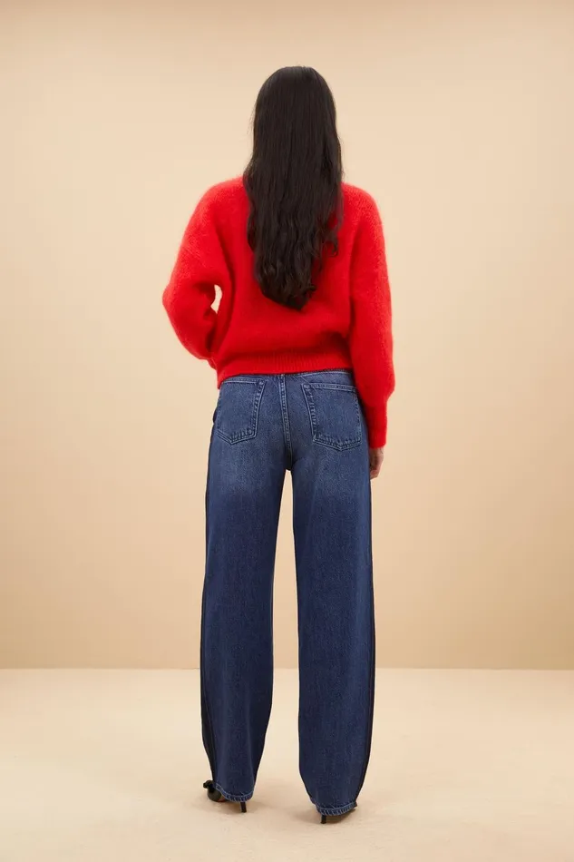 Women Two Tone Pants Denim Bybar Trousers Women Two Tone Pants Denim Bybar Trousers