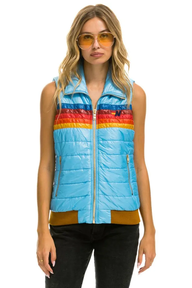 Women Vests Aviator Nation 5 Stripe Vest 8211 Glossy Sky