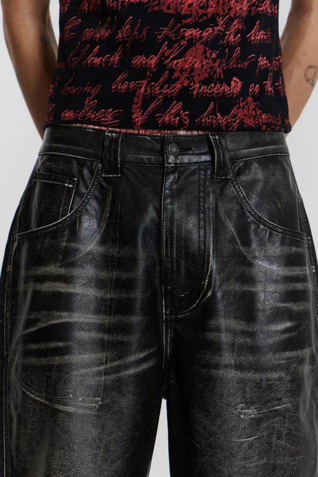 Women Washed Vegan Leather Shorts Jaded London CoOrds