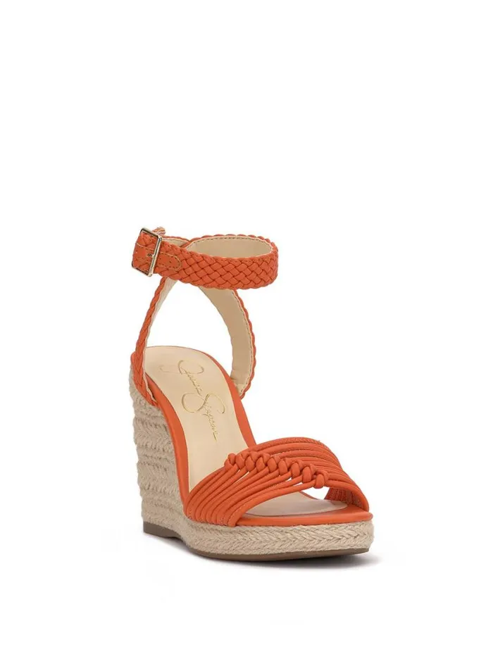 Women Wedges Jessica Simpson Talise Braided Wedge In Tangerine