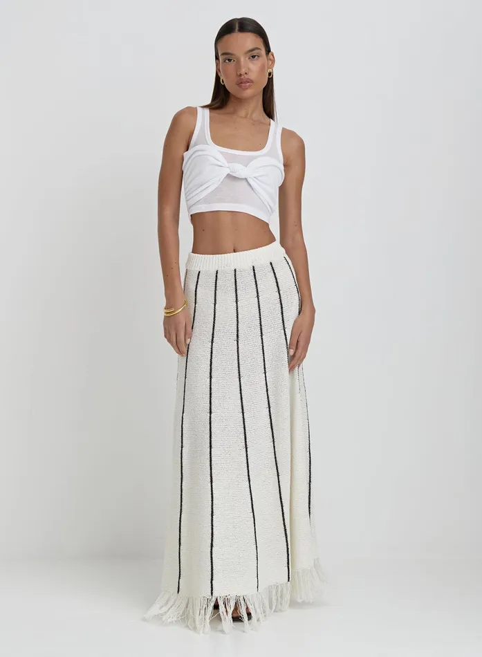 Women White Knot Front Crop Top Emi 4th and Reckless Tops