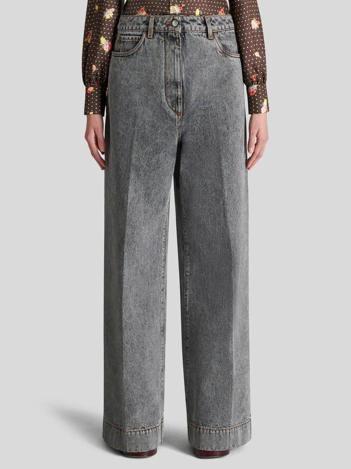 Women Wide Leg Jeans With Pegaso Etro Trousers