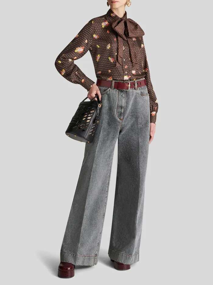 Women Wide Leg Jeans With Pegaso Etro Trousers