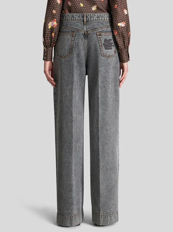 Women Wide Leg Jeans With Pegaso Etro Trousers