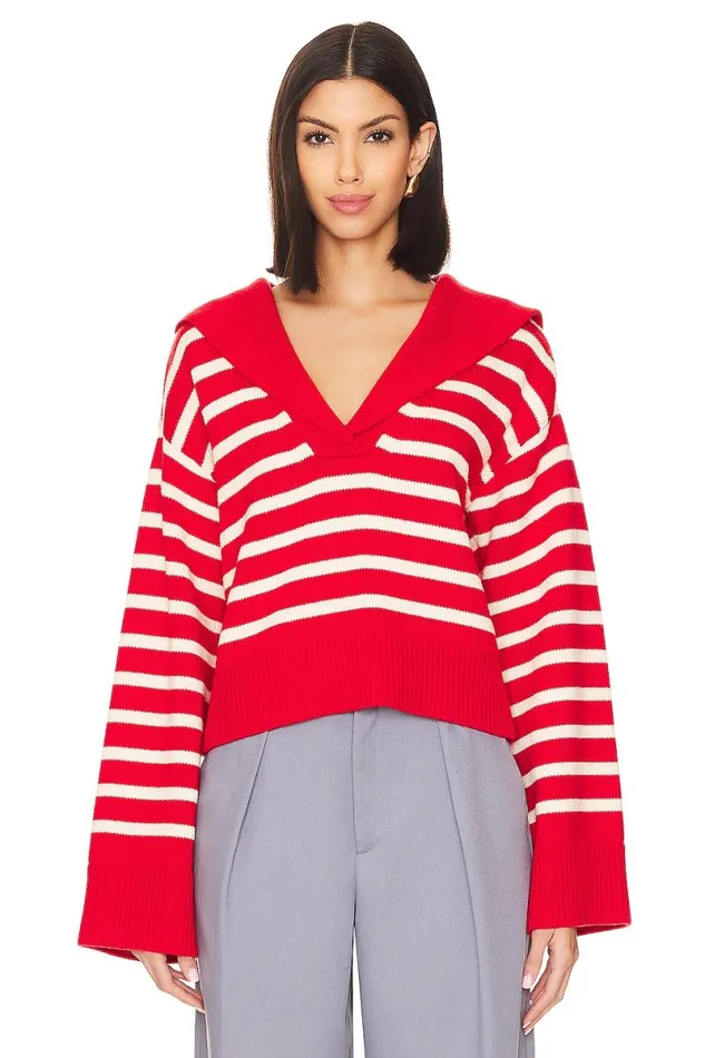 X Anja Dujakovi Niam Striped Sweater Ivory and Red Women Lovers and Friends Sweaters and Knits X Anja Dujakovi Niam Striped Sweater Ivory and Red Women Lovers and Friends Sweaters and Knits