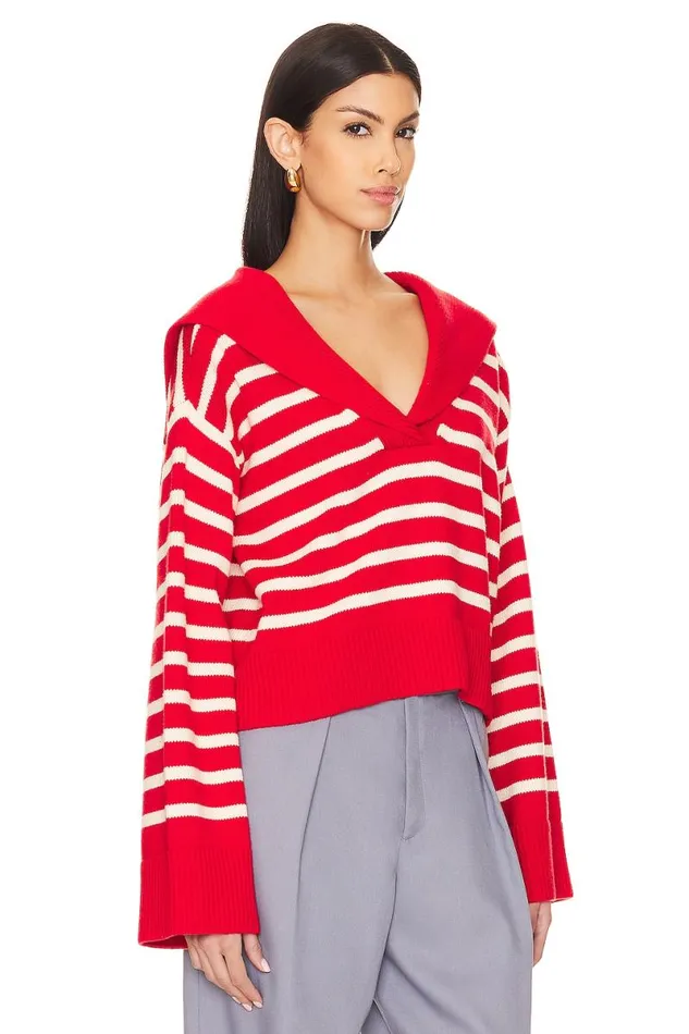 X Anja Dujakovi Niam Striped Sweater Ivory and Red Women Lovers and Friends Sweaters and Knits