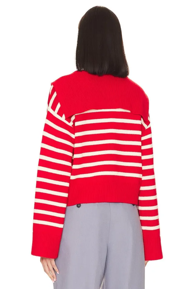 X Anja Dujakovi Niam Striped Sweater Ivory and Red Women Lovers and Friends Sweaters and Knits