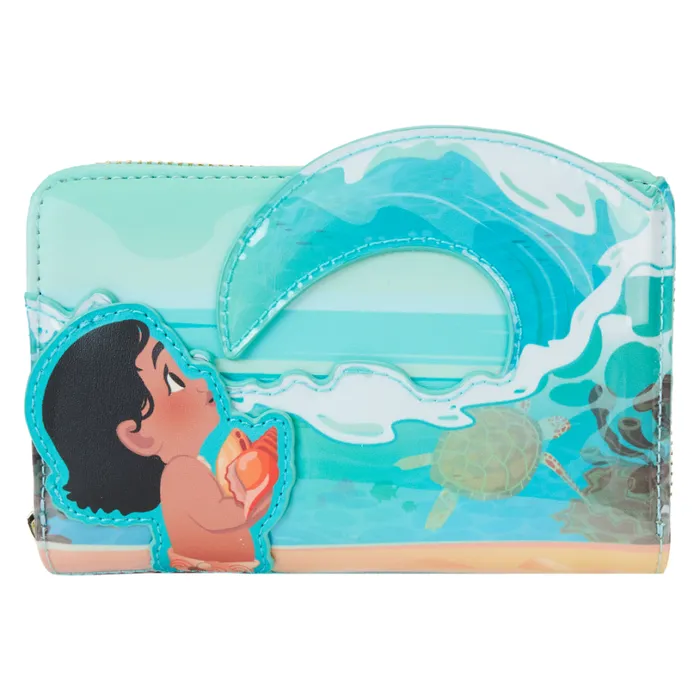 Young Moana Ocean Waves Zip Around Wallet Unisex Loungefly Bags and Wallets