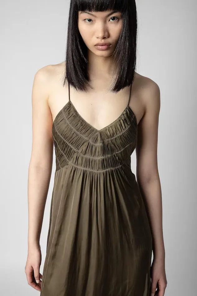 Zadig and Voltaire Dresses RAYONNE DRESS L CIGAR 8211 Women Zadig and Voltaire Dresses RAYONNE DRESS L CIGAR 8211 Women