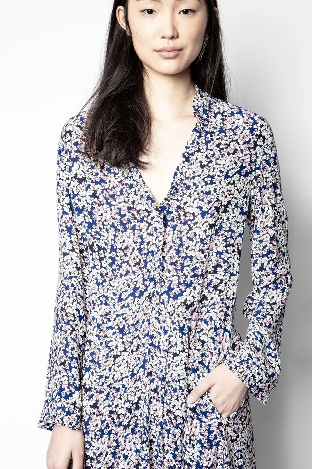 Zadig and Voltaire Dresses RELIC BEGONIA PRINT DRESS BLUE 8211 Women Zadig and Voltaire Dresses RELIC BEGONIA PRINT DRESS BLUE 8211 Women