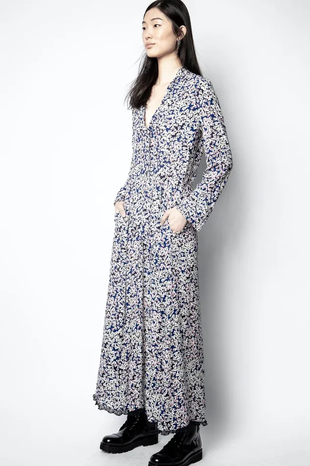 Zadig and Voltaire Dresses RELIC BEGONIA PRINT DRESS BLUE 8211 Women Zadig and Voltaire Dresses RELIC BEGONIA PRINT DRESS BLUE 8211 Women