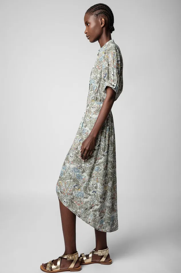 Zadig and Voltaire Dresses RIMA BRIT FLOWER DRESS KHAKI PRINT 8211 Women Zadig and Voltaire Dresses RIMA BRIT FLOWER DRESS KHAKI PRINT 8211 Women
