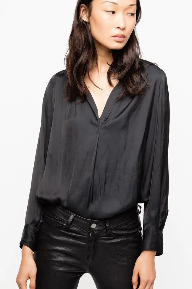 Zadig and Voltaire Shirts and Tops TINK SATIN TUNIC BLOUSE PERMAN BLACK 8211 Women Zadig and Voltaire Shirts and Tops TINK SATIN TUNIC BLOUSE PERMAN BLACK 8211 Women