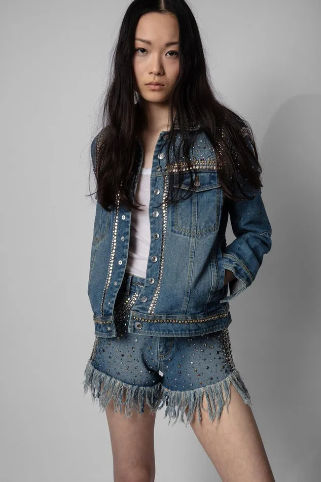 Zadig and Voltaire Skirts and Shorts SNOW STUDS DENIM LIGHT BLUE 8211 Women