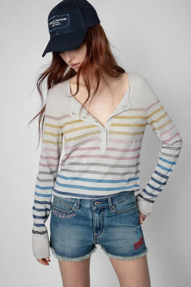 Zadig and Voltaire Sweaters and Knitwear HILA LUREX SWEATER LIGHT GREY 8211 Women Zadig and Voltaire Sweaters and Knitwear HILA LUREX SWEATER LIGHT GREY 8211 Women