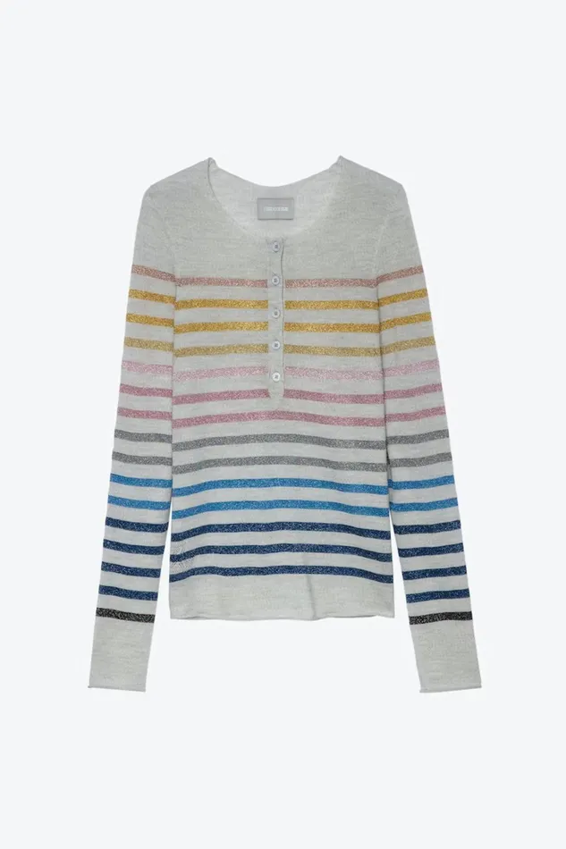 Zadig and Voltaire Sweaters and Knitwear HILA LUREX SWEATER LIGHT GREY 8211 Women Zadig and Voltaire Sweaters and Knitwear HILA LUREX SWEATER LIGHT GREY 8211 Women