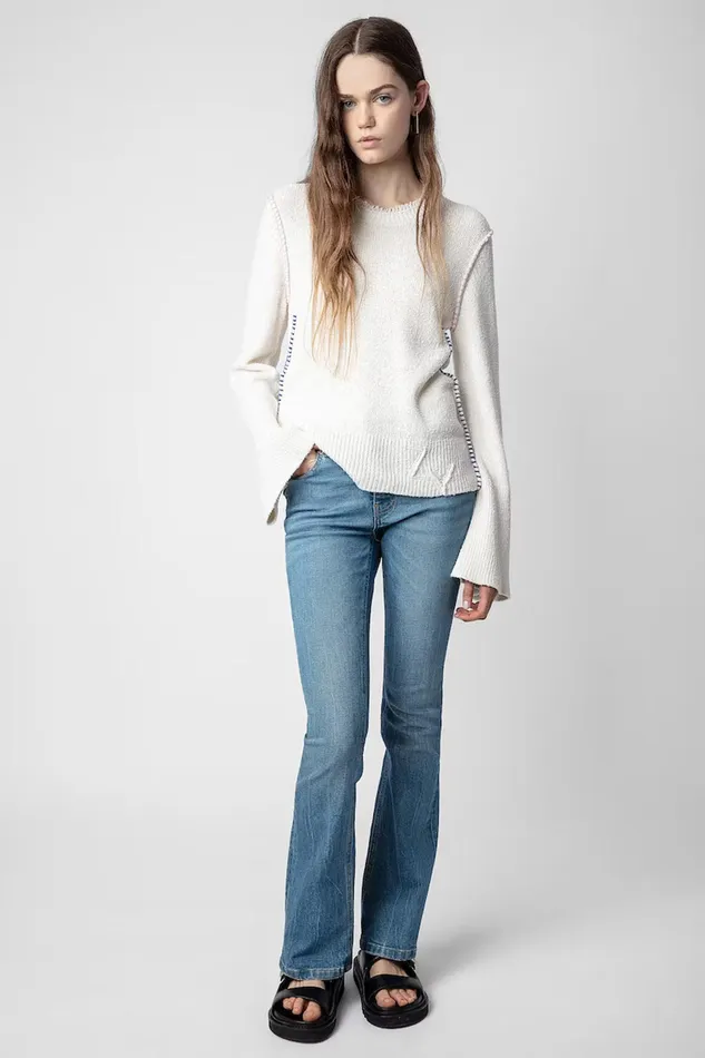 Zadig and Voltaire Sweaters and Knitwear LOUNA SWEATER OFF WHITE 8211 Women Zadig and Voltaire Sweaters and Knitwear LOUNA SWEATER OFF WHITE 8211 Women