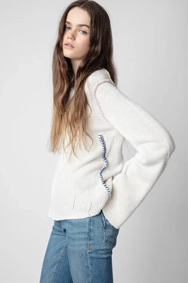 Zadig and Voltaire Sweaters and Knitwear LOUNA SWEATER OFF WHITE 8211 Women Zadig and Voltaire Sweaters and Knitwear LOUNA SWEATER OFF WHITE 8211 Women