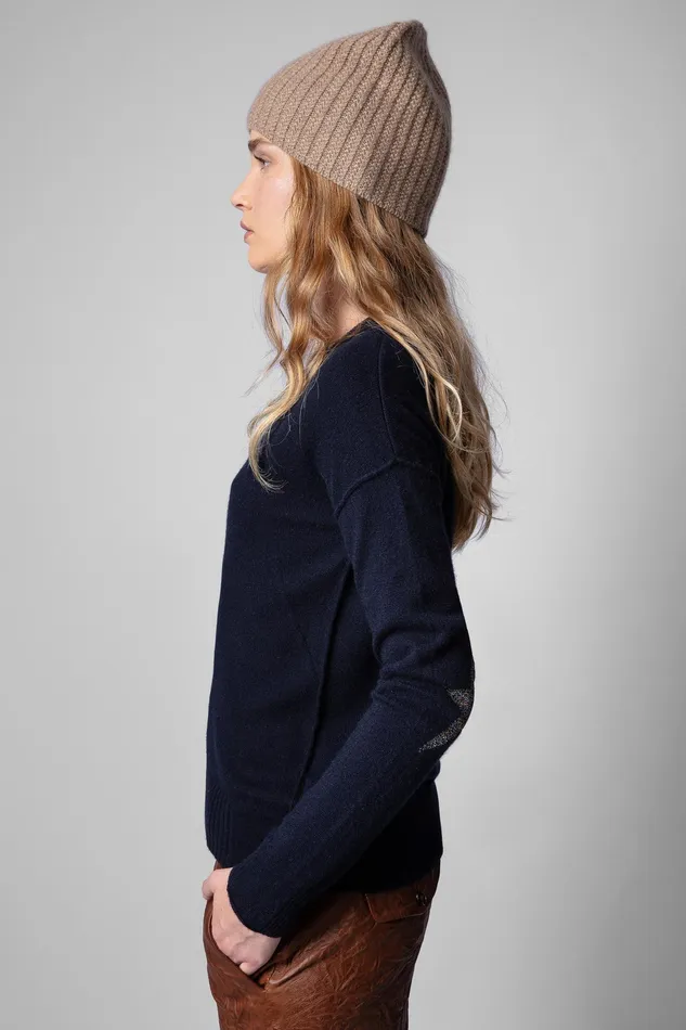 Zadig and Voltaire Sweaters and Knitwear VIVI C PATCH V NECK INK 8211 Women Zadig and Voltaire Sweaters and Knitwear VIVI C PATCH V NECK INK 8211 Women