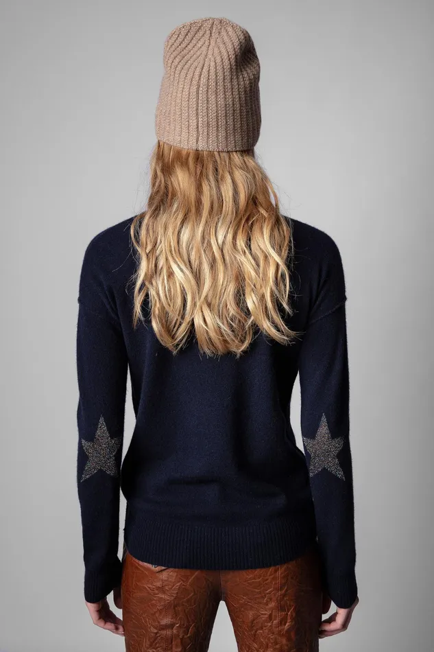 Zadig and Voltaire Sweaters and Knitwear VIVI C PATCH V NECK INK 8211 Women Zadig and Voltaire Sweaters and Knitwear VIVI C PATCH V NECK INK 8211 Women