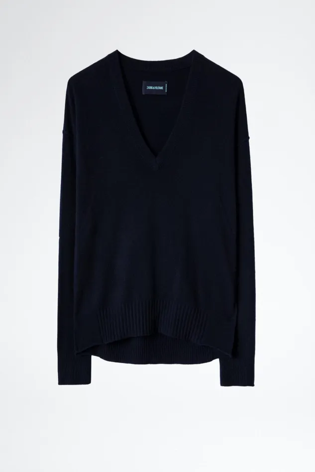 Zadig and Voltaire Sweaters and Knitwear VIVI C PATCH V NECK INK 8211 Women Zadig and Voltaire Sweaters and Knitwear VIVI C PATCH V NECK INK 8211 Women
